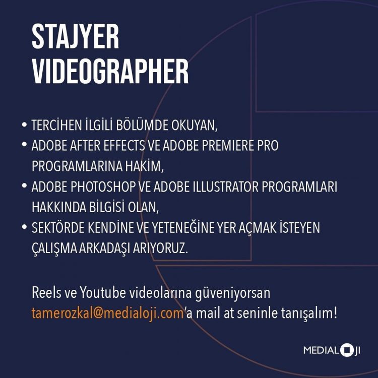 Medialoji, Stajyer Videographer Arıyor!