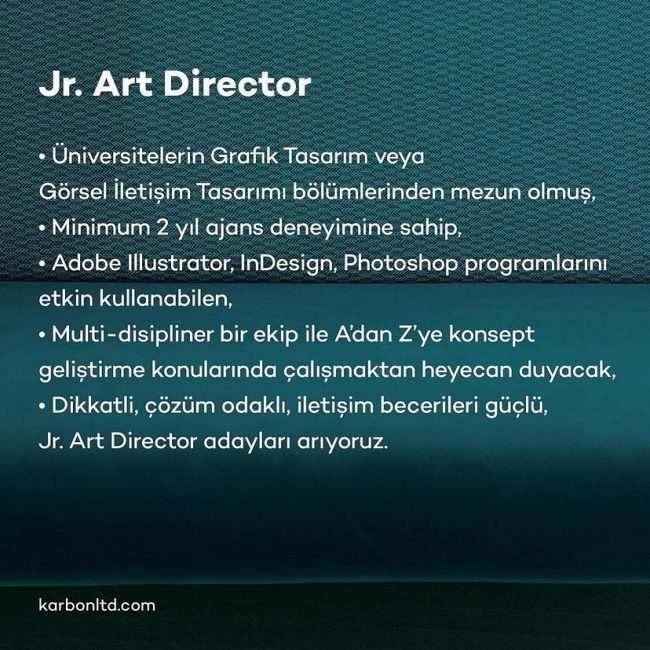 Karbon Görsel İletişim junior art direktör iş ilanları