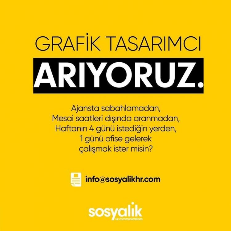 Grafik Tasarımcı iş ilanları Sosyalik HR, Grafik Tasarımcı Arıyor!