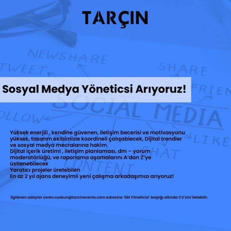 Sosyal Medya Yöneticisi iş ilanları Tarçın Events, Sosyal Medya Yöneticisi Arıyor!