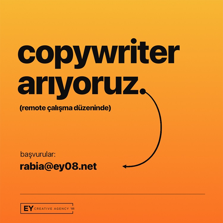 Metin Yazarı iş ilanları EY08 Creative, Metin Yazarı Arıyor
