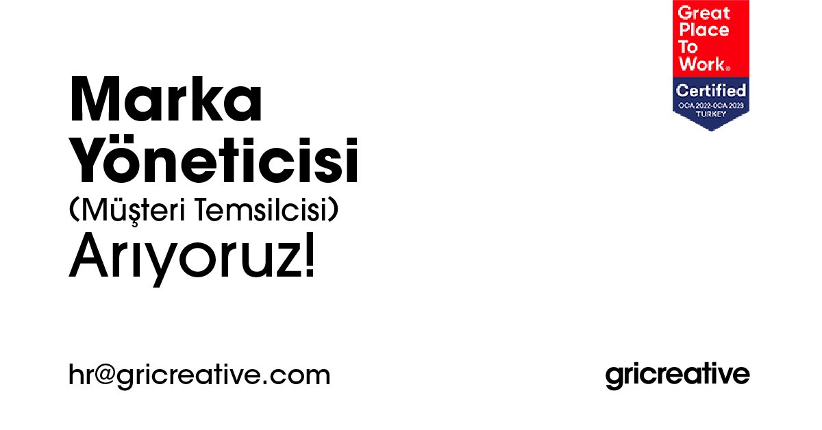 Gricreative, Marka Yöneticisi Arıyor