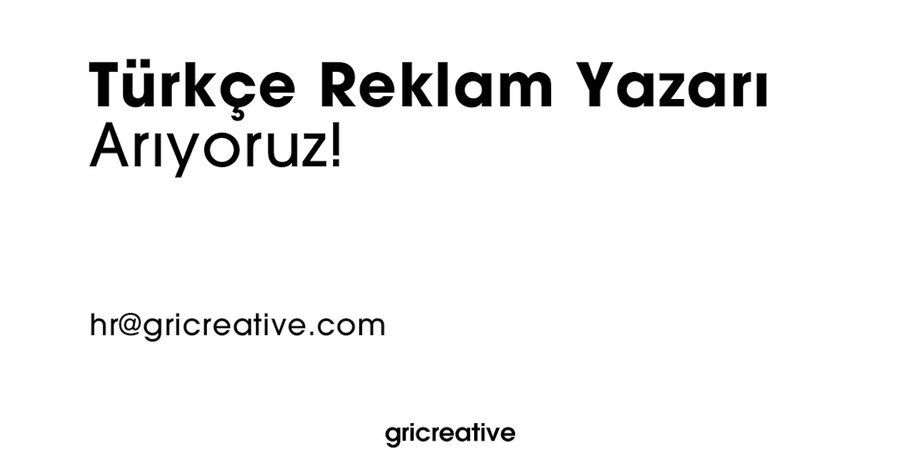Gricreative, Reklam Yazarı Aranıyor