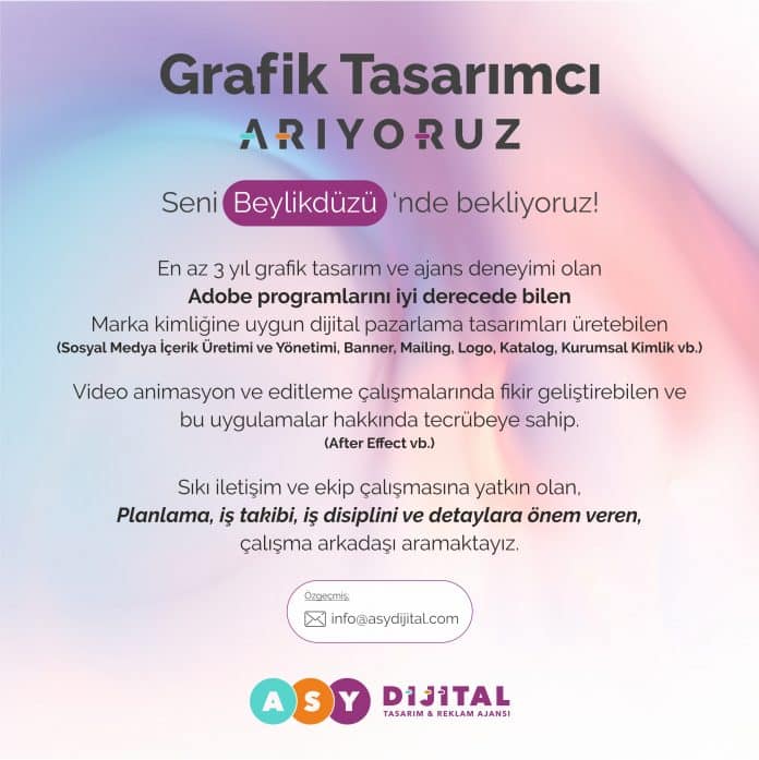 Grafik Tasarımcı iş ilanları A S Y Dijital, Grafik Tasarımcı Arıyor