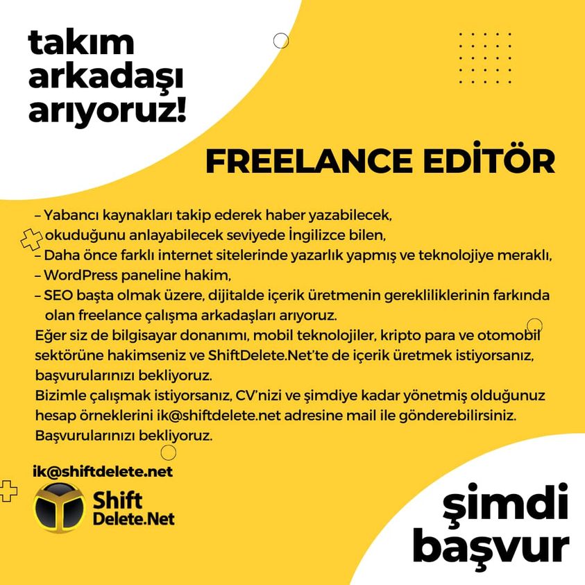 ShiftDelete, Freelance Editör Arıyor