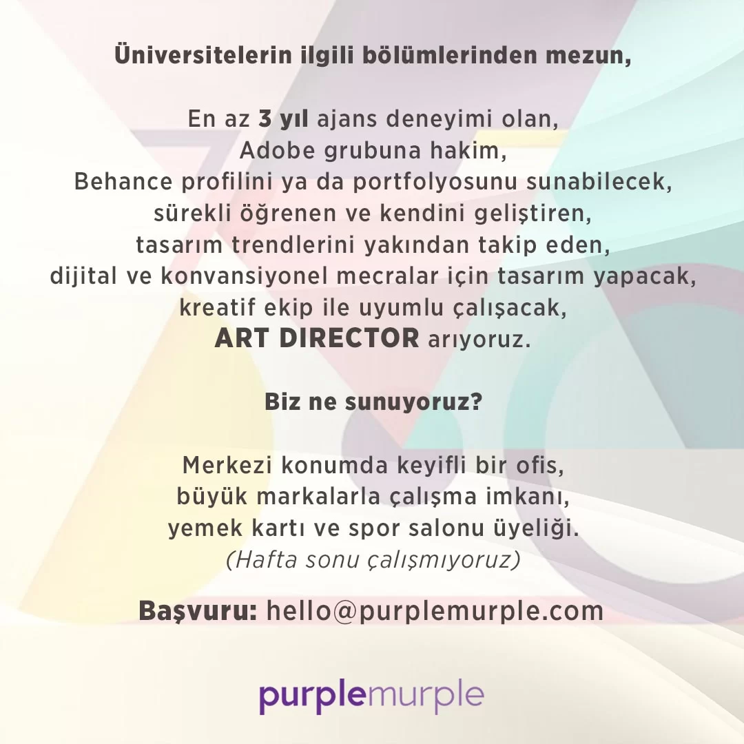 Art Director iş ilanları Purplemurple, Art Director Arıyor