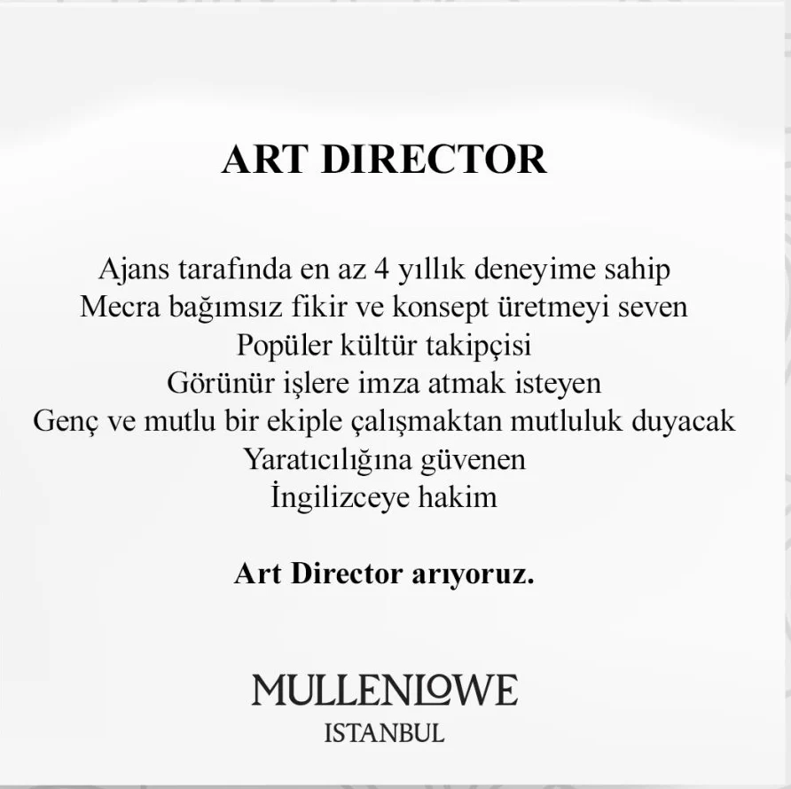 MullenLowe İstanbul, Art Director Arıyor