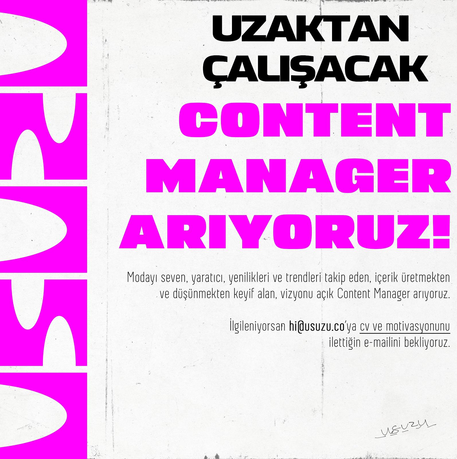 Remote Çalışacak Content Manager iş ilanları Usuzu, Remote Çalışacak Content Manager Arıyor