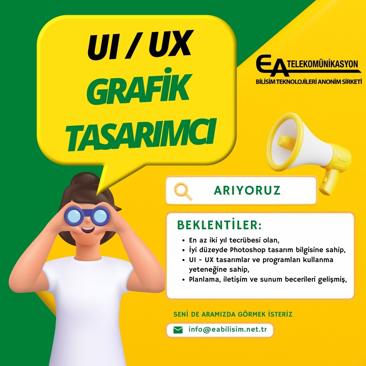 Ea Bilişim, UI-Ux Grafik Tasarımcı Arıyor