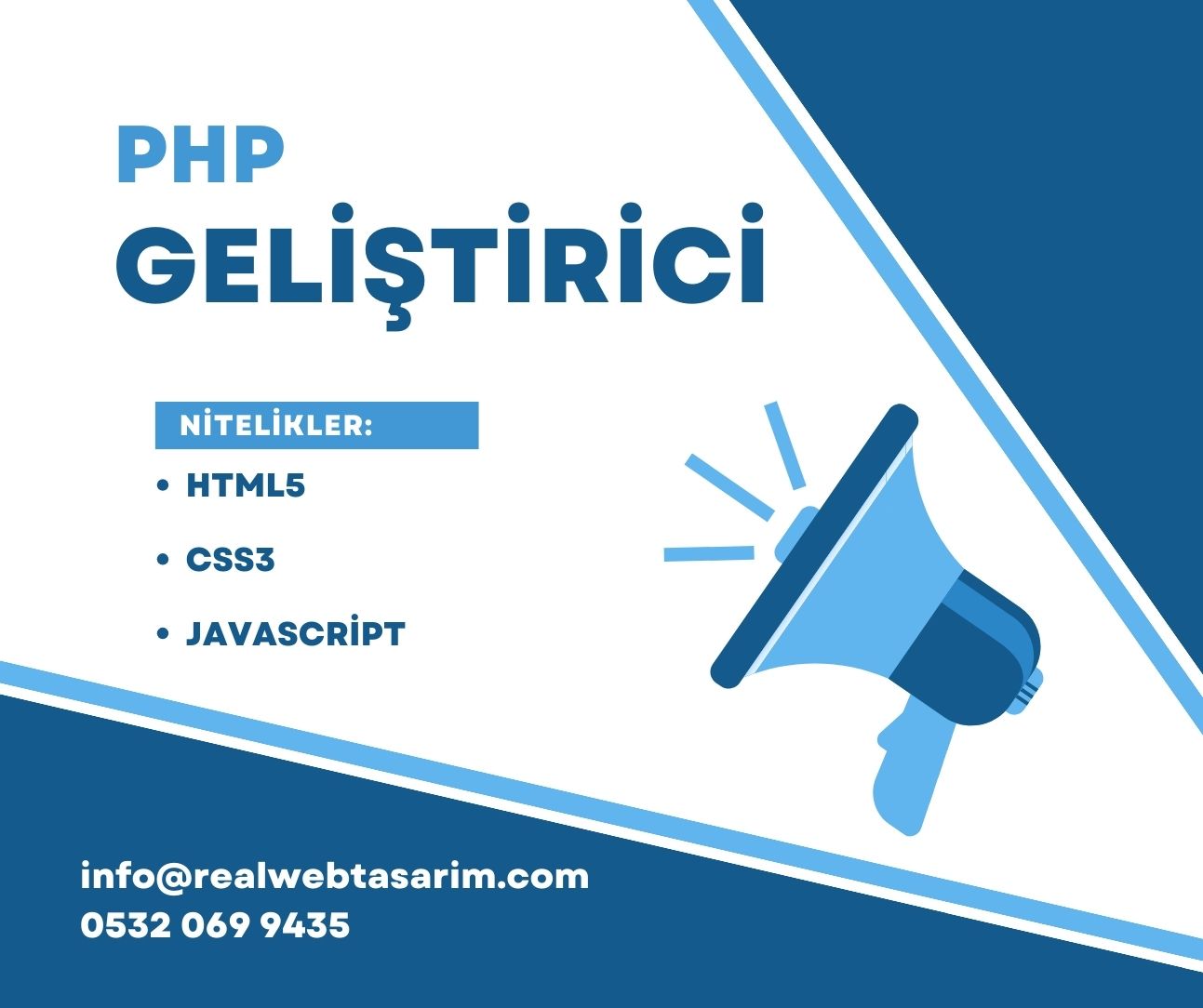 Php Geliştirici iş ilanları Real Web Tasarım, Php Geliştirici Arıyor