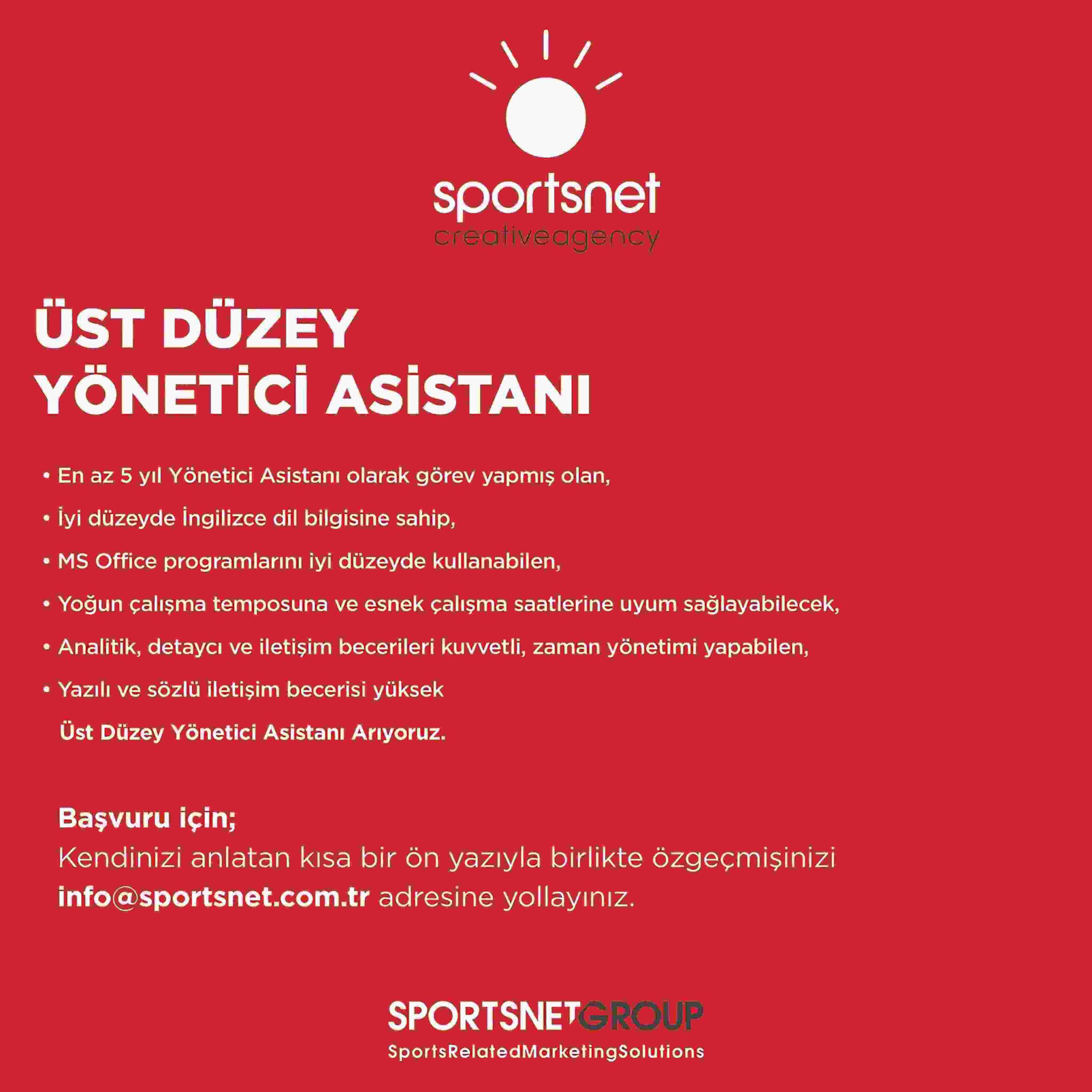 Sportsnet, Üst Düzey Yönetici iş ilanları Sportsnet, Üst Düzey Yönetici Asistanı Arıyor