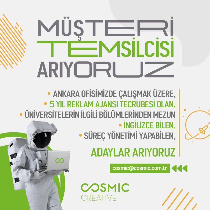 Cosmic Creative, Müşteri Temsilcisi Arıyor
