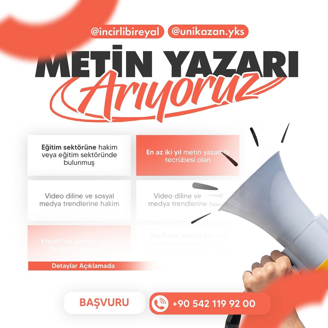 Remote Çalışabilecek Metin Yazarı iş ilanları İncirli Birey Anadolu Lisesi, Remote Çalışabilecek Metin Yazarı Arıyor