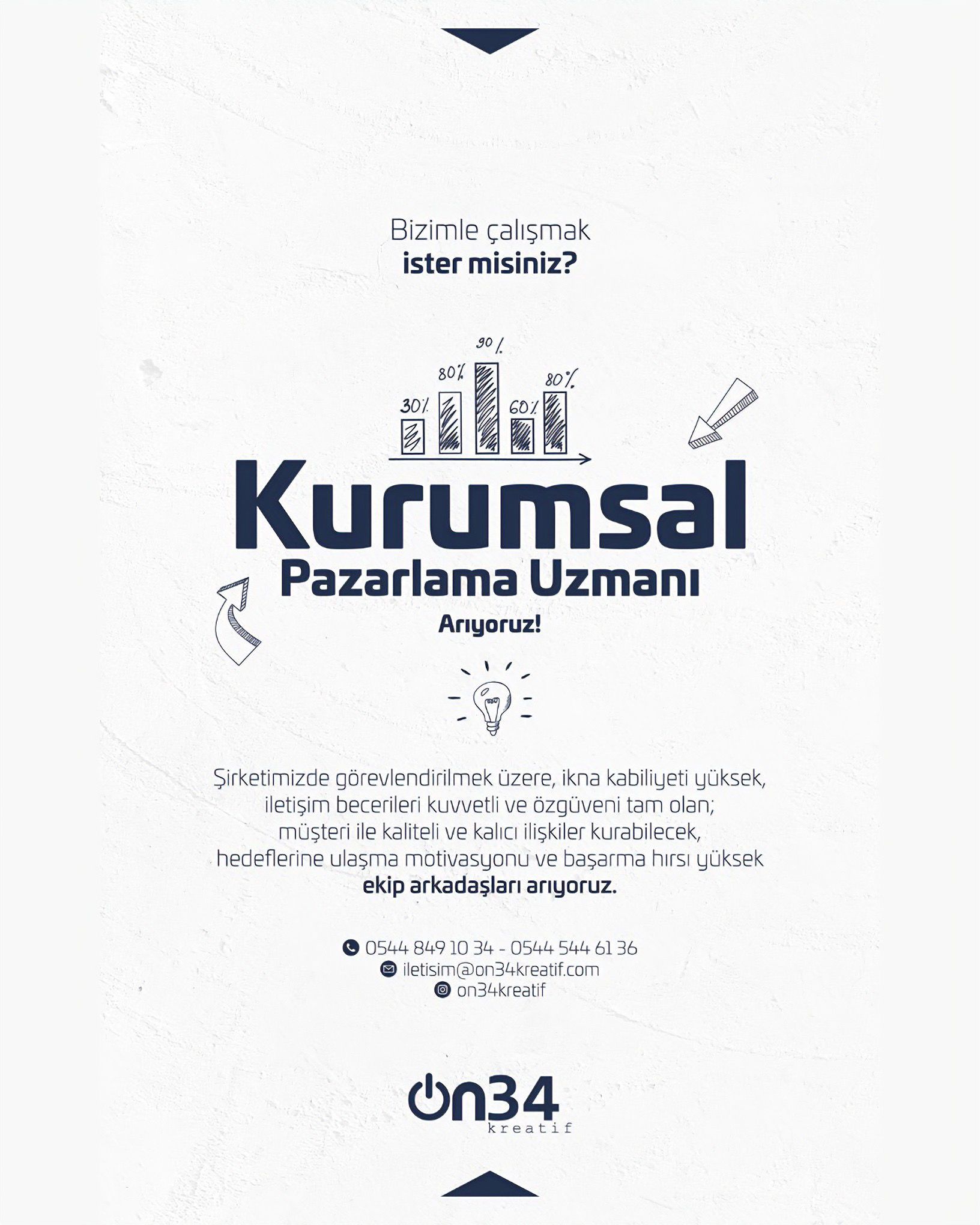 Kurumsal Pazarlama Uzmanı iş ilanları On34 Kreatif, Kurumsal Pazarlama Uzmanı Arıyor