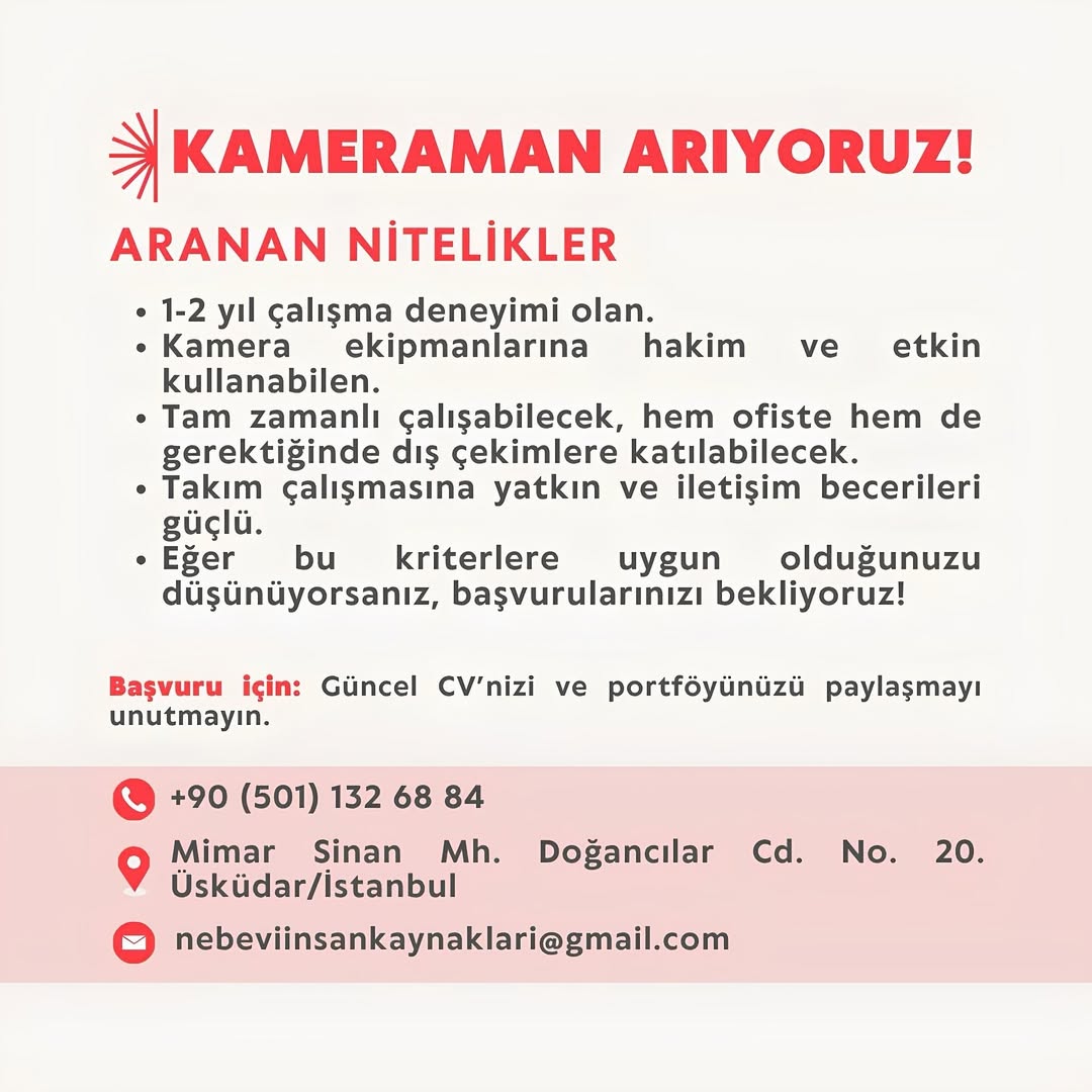 Kameraman arayanlar Kasva Medya, Kameraman Arıyor