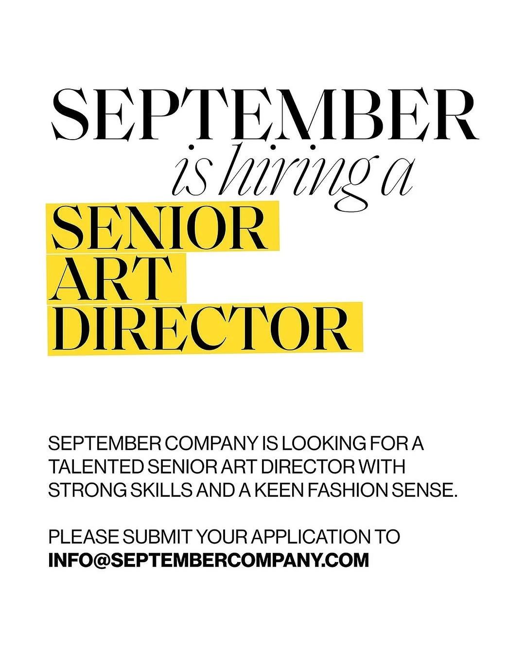 September Agency, Sr. Art Director Arıyor