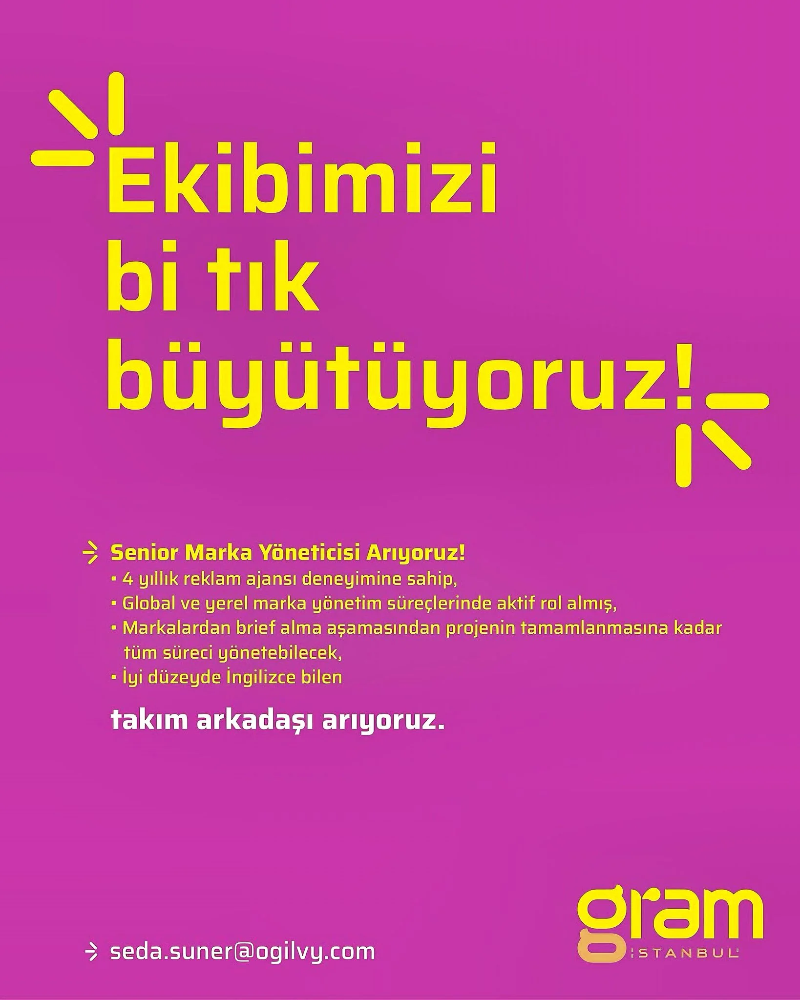 Senior Marka Yöneticisi iş ilanları Gram İstanbul, Senior Marka Yöneticisi Arıyor