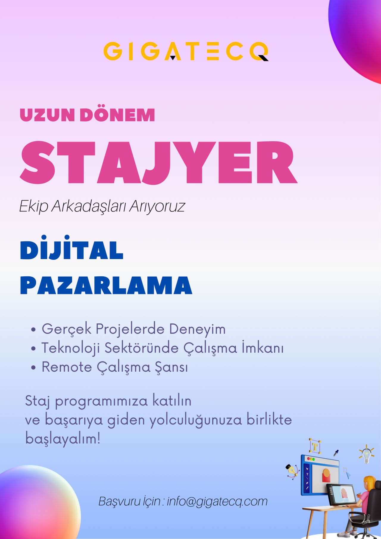 SEO ve Dijital Pazarlama Stajyeri iş ilanları Gigatecq, SEO ve Dijital Pazarlama Stajyeri Arıyor
